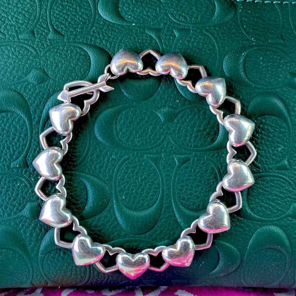 Sterling Tiffany Hearts arrow Toggle Bracelet 7 1/2 inches